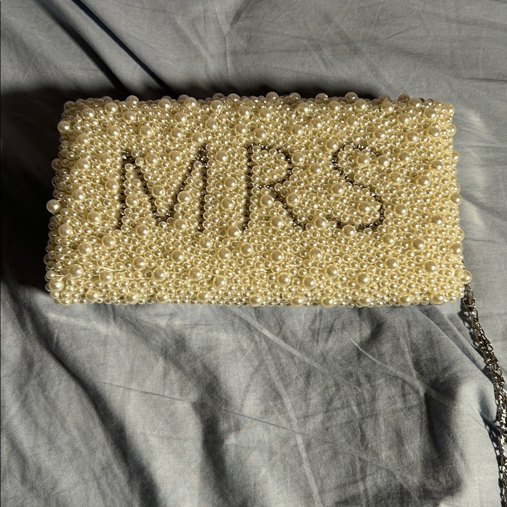 Pearl Beaded MRS Bridal Clutch